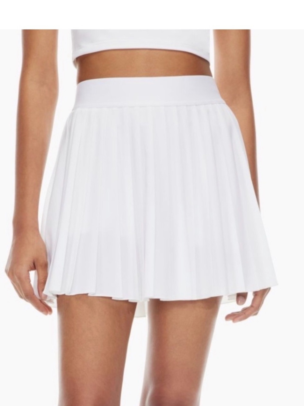 Aritzia White Pleated Mini Skirt